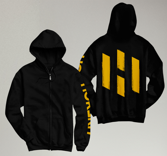 "HORSKH YELLOW LOGO" Black Zipped Hoodie